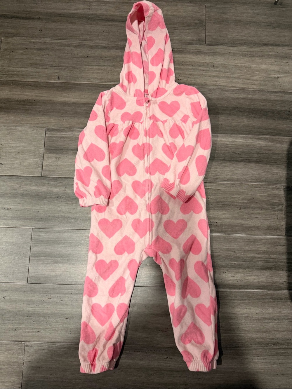 Carter's Pink Hooded Heart-Print One-Piece Romper